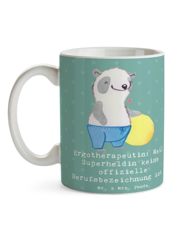 Mr. & Mrs. Panda Tasse Ergotherapeutin Superheldin mit Spruch in Meeresbrise