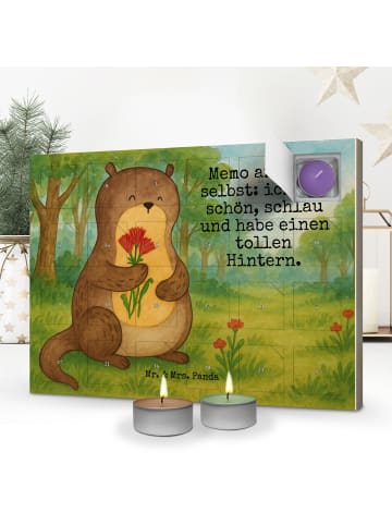 Mr. & Mrs. Panda Adventskalender Otter Blumenstrauß Design mit S... in Weiß