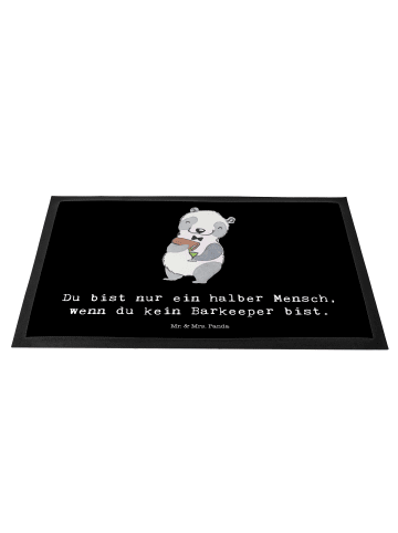 Mr. & Mrs. Panda Fußmatte Barkeeper Herz mit Spruch in Schwarz