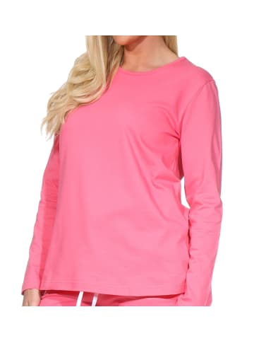 NORMANN Schlafanzug langarm Oberteil Pyjama Shirt Top in pink