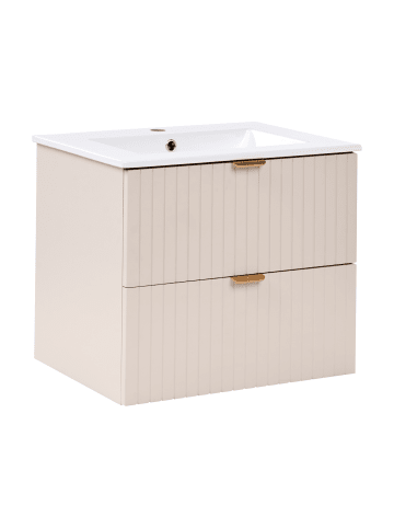 Beliani 2-tlg Badezimmerschrank mit Waschbecken TOTORANI in Beige/Gold