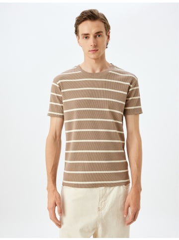 KOTON TSHIRT SS BSC in Braun Gestreift