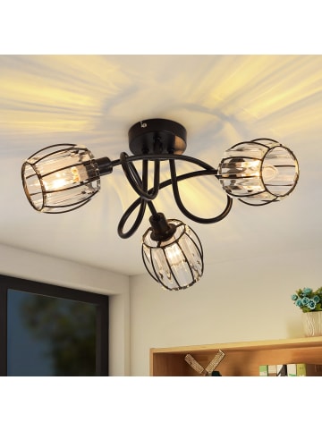 ZMH Deckenleuchte in Schwarz 3-flammige E14 Umgeben Kristall schwenkbar