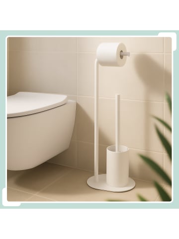 relaxdays WC Garnitur in Weiß - (B)23 x (H)64,5 x (T)17 cm