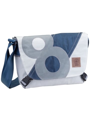 360 grad Umhängetasche Törn in Weiß/Streifen Blau/Zahl Grau