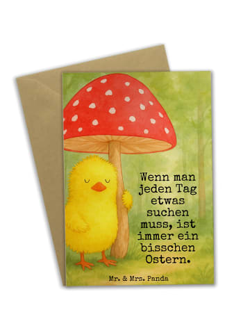 Mr. & Mrs. Panda Klappkarte Küken Fliegenpilz Design mit Spruch in Weiß