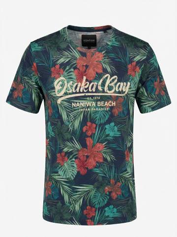 KOROSHI Crew cotton all over sommer t-shirt in bunt