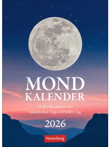 Harenberg Kalender - Mondkalender Wochenkalender 2026 - 53 Wochenblätter mit praktis