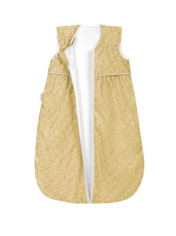 Kinderhaus Blaubär Sommer Schlafsack Anni light white leaves TOP in Mustard