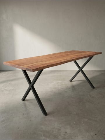 KADIMA DESIGN Schreibtisch Holz Akazie Baumkante, Kompakt, Platzsparend