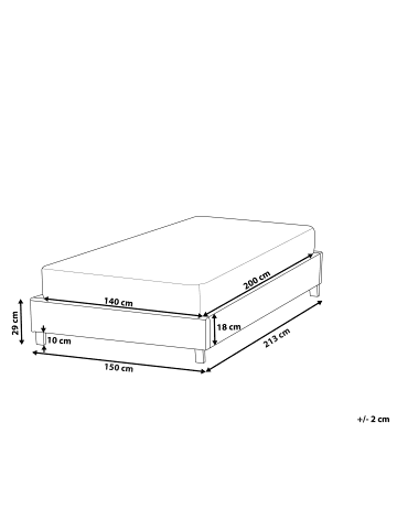 Beliani 2-tlg Doppelbett ROANNE in Beige/Braun