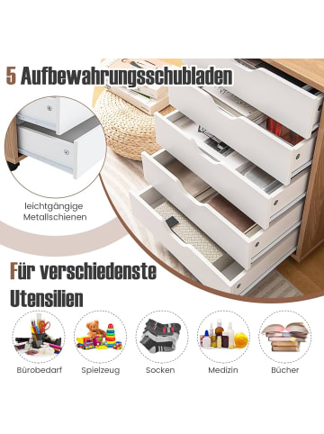 COSTWAY Rollcontainer 5 Schubladen in Beige