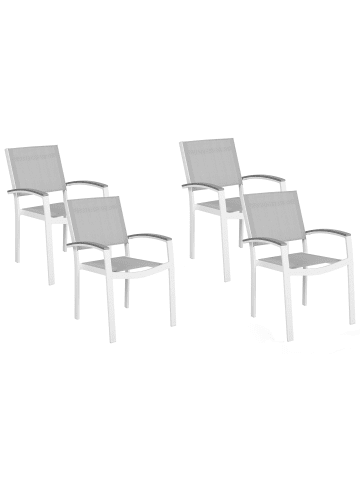 Beliani 4er-Set Gartenstuhl PERETA in Grau/Weiß