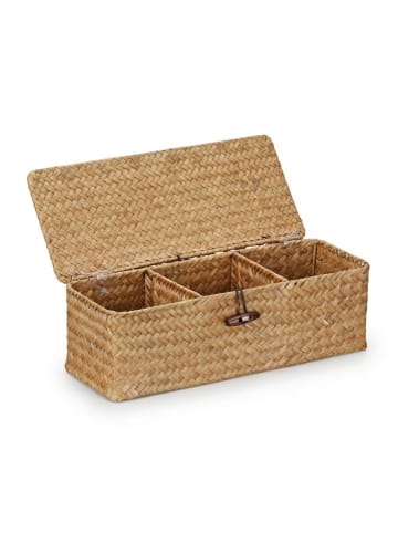 relaxdays Aufbewahrungsbox in Natur - (B)33 x (H)11 x (T)12,5 cm