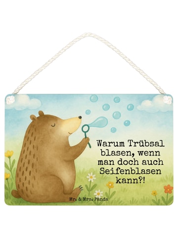 Mr. & Mrs. Panda Deko Schild Bär Seifenblasen Design mit Spruch in Weiß