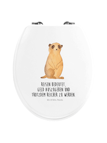 Mr. & Mrs. Panda holz wc sitz Erdmännchen mit Spruch in Weiß