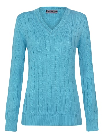 Felix Hardy Grobstrick Zopfmuster V-Ausschnitt Pullover in Baby Blau