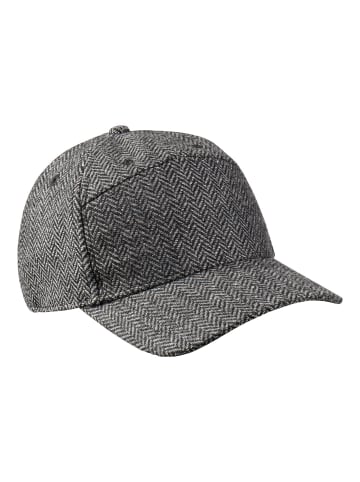 Camel Active Cap mit Wolle im Fischgrat-Muster in Grau