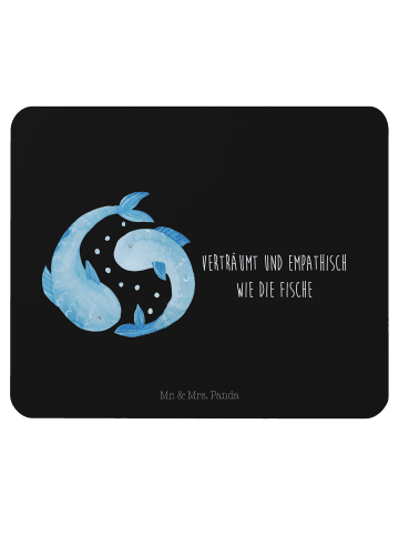 Mr. & Mrs. Panda Mauspad Sternzeichen Fische mit Spruch in Schwarz