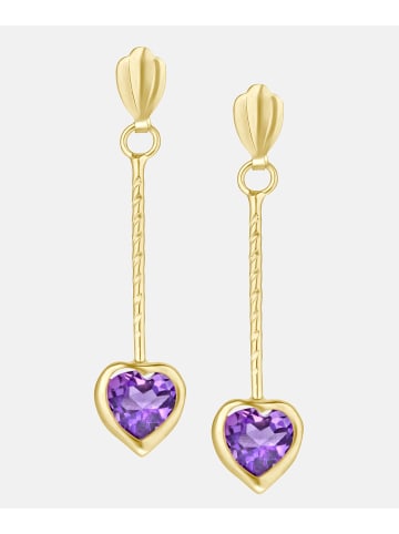 Vanlere Ohrhänger aus 375 Gelbgold mit Amethyst Herz-Design