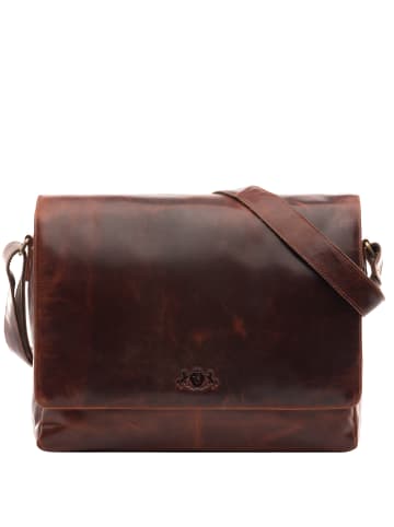SID & VAIN Leder-Messenger Laptoptasche SPENCER groß Laptop-Tasche 15 Zoll echt Leder in braun