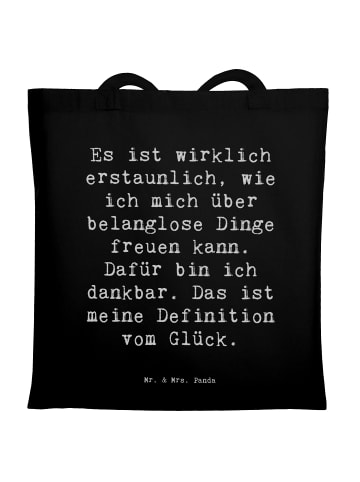 Mr. & Mrs. Panda Tote Bag Spruch Dankbarkeit für kleine Dinge mi... in Schwarz
