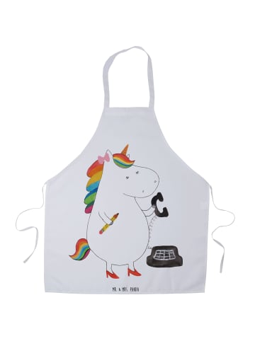 Mr. & Mrs. Panda Schürze Einhorn Sekretärin ohne Spruch in Weiß