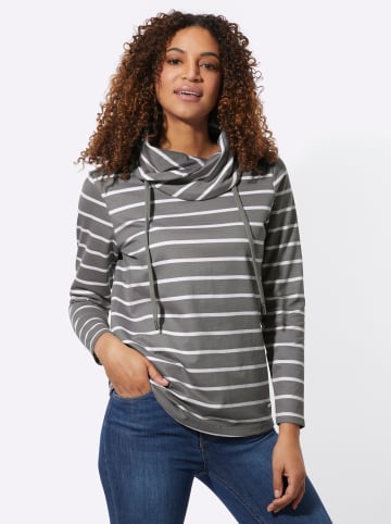 WITT WEIDEN Sweatshirt in grau-weiß-geringelt