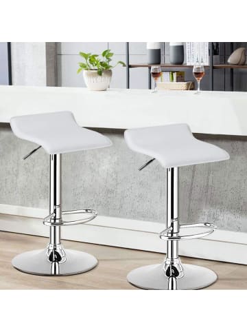 COSTWAY 2er Set Barhocker in Weiß