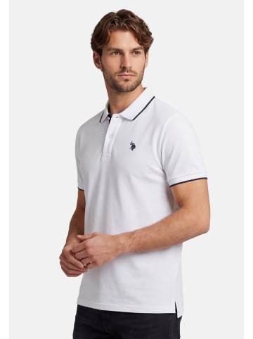 U.S. Polo Assn. Poloshirt USKayle – Classic Fit kurzarm mit Logo-Stickerei in Weiss-Navy