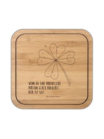 Mr. & Mrs. Panda Tassenuntersetzer Blume Kleeblatt mit Spruch in Transparent