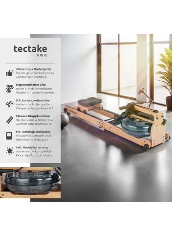 tectake Holzrudergerät Titan, klappbar, 150kg belastbar, Bluetooth