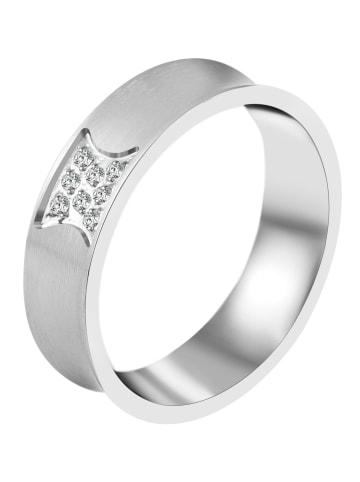 Adeliás Damen Ring aus Edelstahl mit Strass Steinchen in silber