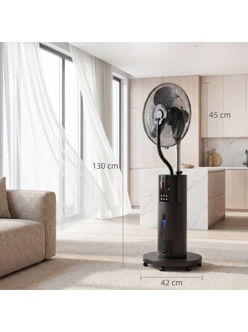 HOMCOM Standventilator mit Wassernebel-45L x 42B x 130H cm-Schwarz