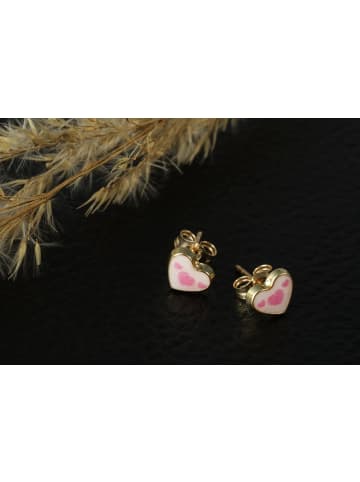 Adeliás Mädchen Ohrringe – Ohrstecker aus 333 Gold mit Emaille in gold