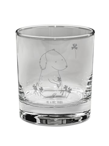 Mr. & Mrs. Panda Whiskey Glas Hund Kleeblatt ohne Spruch in Transparent