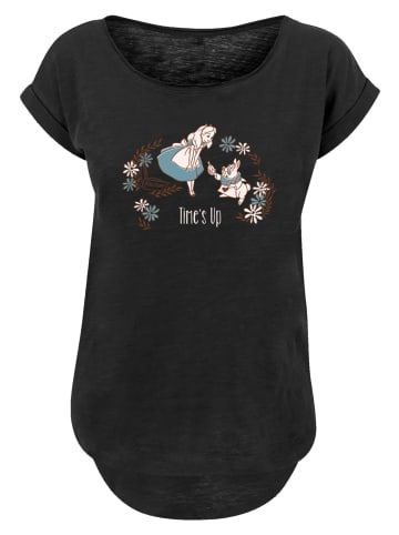 F4NT4STIC Long Cut T-Shirt Disney Alice im Wunderland Time's Up in schwarz