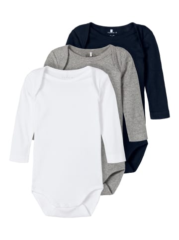 name it langarm Baby Bodys im 3er Pack in Grau