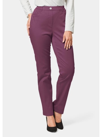GOLDNER Satin-Baumwollhose mit Stretch in aubergine