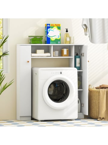 COSTWAY Toilettenschrank Bad Überbauschrank in Weiß