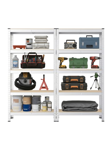 SONGMICS 2er-Set: Schwerlastregal Cozory in Silbern - (B)30 x (H)150 x (T)75 cm
