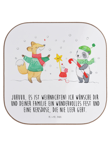 Mr. & Mrs. Panda Tischschoner Winter Weihnachtsfreude mit Spruch in Weiß