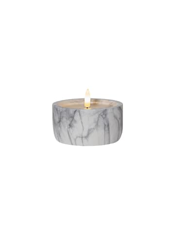 STAR Trading Kerze Flamme Marble, Stumpenkerze, Mamor-Design, LED, Timer, Warmweiß,