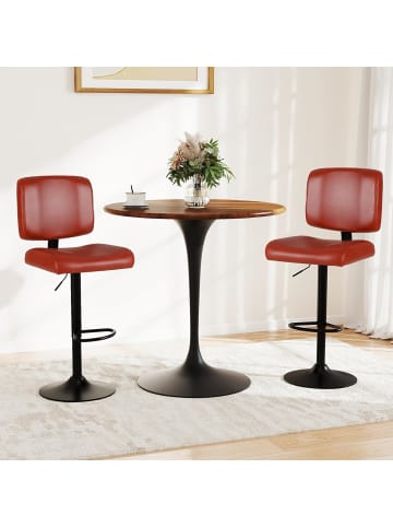 COSTWAY Barhocker 2er Set drehbar in Rot