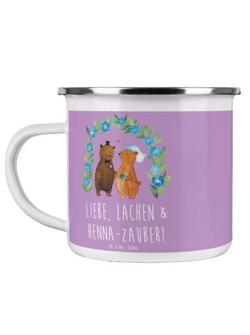 Mr. & Mrs. Panda Emaille Tasse Henna-Abend Magie mit Spruch in Lavendeltraum