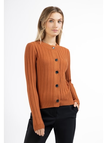 DreiMaster Klassik Damen Strickjacke Mit Knöpfen in Rostbraun