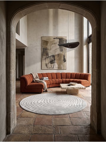 KADIMA DESIGN Rundteppich Streifen pflegeleicht Wohnzimmer Schlafzimmer Flur in Grau