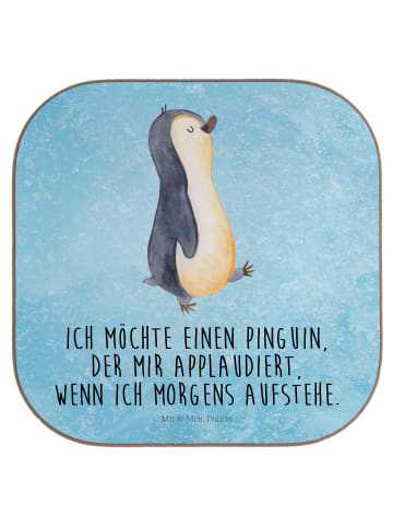 Mr. & Mrs. Panda Untersetzer Pinguin marschieren mit Spruch in Eisblau