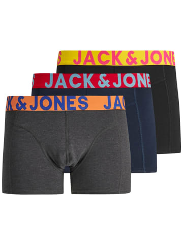 Jack & Jones Set 3er Pack JACCRAZY Trunks Boxershorts Unterhose in Schwarz-Navy-Grau