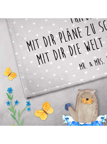 Mr. & Mrs. Panda Handtuch Schnecken Liebe mit Spruch in Grau Pastell